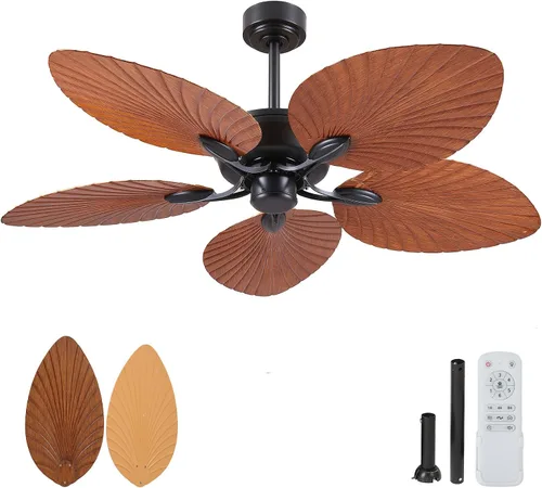 Vista 16 de PHORUS Ventiladores de techo de hoja de palma de 48 pulgadas con luces, ventiladores de techo tropical para exteriores con control remoto
