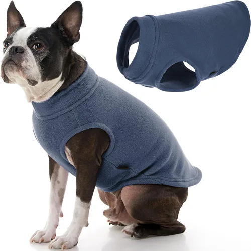 Vista 46 de Gooby - Chaleco de Vellón Elástico, Chaleco de Vellón Tipo Pullover Chaqueta Suéter para Perros, Azul Argyle, Extra Pequeño