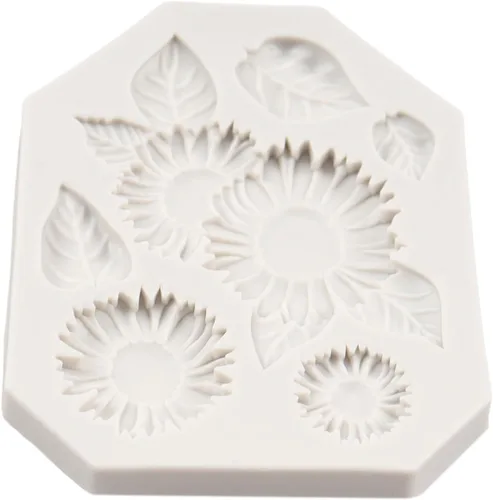 Vista 5 de Moldes de silicona de girasol para fondant de hojas de girasol para decoración de pasteles de caramelo de chocolate, decoración de cupcakes, pasta