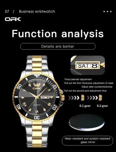 Vista 6 de OPK Mens Watch Simple Fashion Diamonds Stainless Steel Analog Men Wrist Watch Diamond Large Dial Waterproof Date Casual Watch for Man