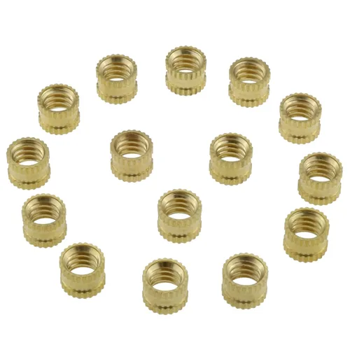 Vista 5 de Tuerca de inserción moleteada de 1/4 de pulgada DGZZI 15 piezas de 1/4-20 0.236 in de alto x 0.315 in (OD) de latón hembra moleteado a través