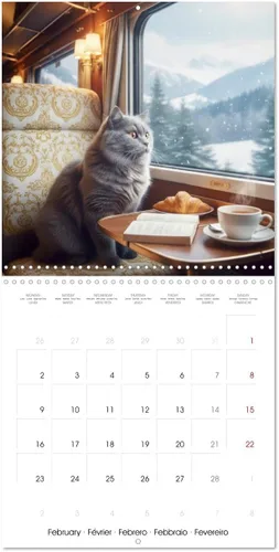 Vista 5 de Le duc gris en voyage (Calendrier mural carré 2026 11.8 x 23.6 in (ouvert)) Calendrier double with une page pour vos prises de notes