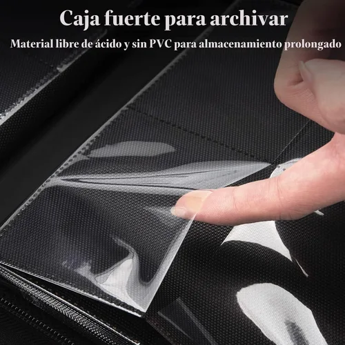 Vista 4 de Fabmaker Carpeta de tarjetas con cremallera de 4 bolsillos, carpeta de Negro