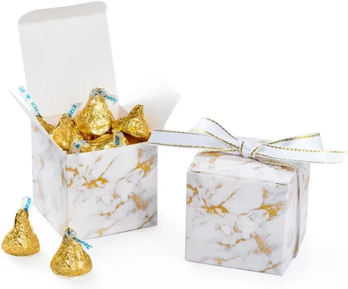 Vista 12 de AWELL Caja de dulces de regalo negra con puntos dorados a granel de 2 x 2 x 2 pulgadas con cinta para recuerdos de fiesta, puntos dorados, paquete