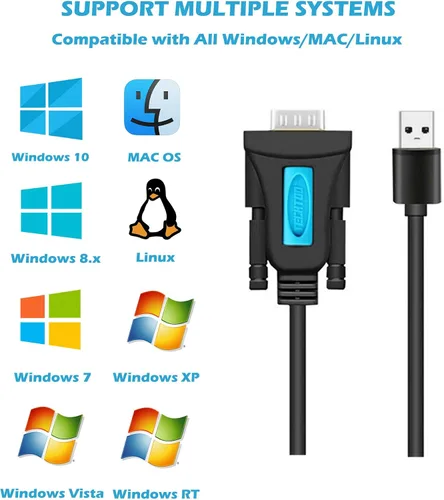 Vista 2 de TECHTOO Adaptador USB 2.0 a serie RS232, convertidor de cable serie USB con chip Prolífico chapado en oro