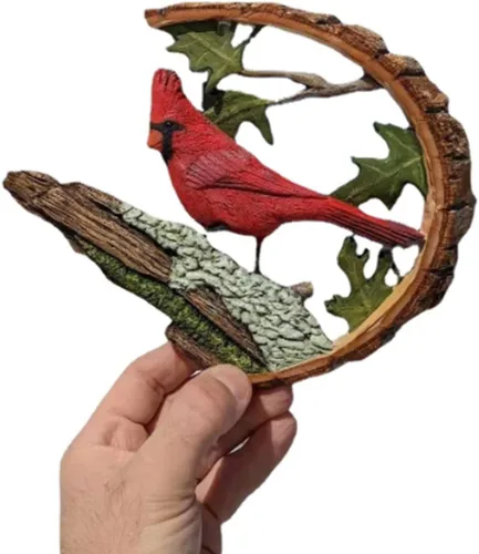 Vista 7 de Cardenal Wood Tallado – Hecho a mano 'Cardinals Appear When Angels are Near', arte original único tallado estatua de trabajo decoración de escultura