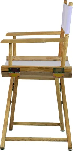 Vista 4 de Casual Home - Silla de director de 18.0 in, marco natural con lona blanco