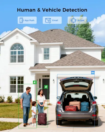 Vista 5 de Hiseeu Sistema de cámara PoE Secuirty de 6 MP, con 2 cámaras de seguridad con cable PoE de 5MP para exteriores e interiores, audio de 2 vías, visión
