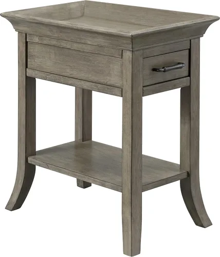 Vista 14 de Leick Home 9018-BR - Mesa auxiliar de patas de cabriole francés con un cajón, con estante, color marrón cereza