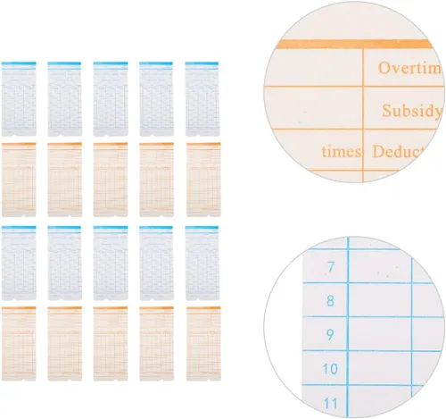 Vista 2 de Gadpiparty Tarjetas de tiempo semanales para empleados, hoja de tiempo, tarjetas térmicas semanales para reloj de tiempo, registrador de asistencia