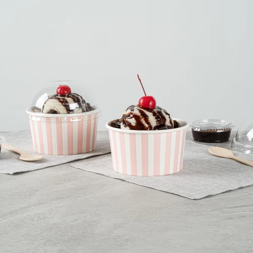 Vista 7 de Restaurantware Coppetta - Vasos de postre de 8 onzas, 200 tazas desechables para helado, tapas se venden por separado, cuencos de papel robustos