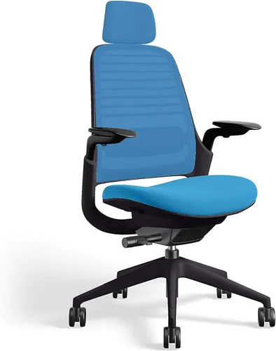 Vista 6 de Steelcase Silla de oficina serie 1 con reposacabezas, marco de grafito, regaliz Cogent Connect