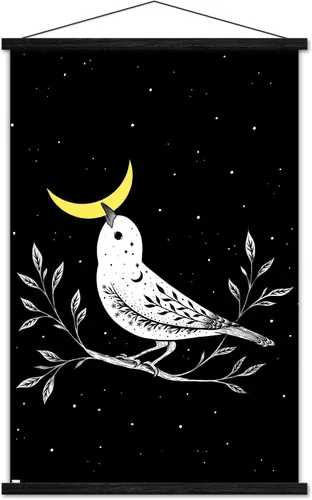 Vista 7 de Trends International Dibujo episódico - Póster de pared de pájaro lunar con marco magnético