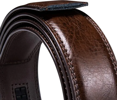 Vista 6 de Dubulle Mens Belt Ratchet Buckle Adjustable Fashion Leather Designer Sliding Strap for Business Wedding Gift
