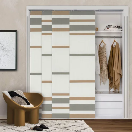 Vista 11 de Persianas verticales ajustables para puertas corredizas de vidrio, de 45.8" a 86" de ancho, hasta 96" de alto, riel extensible para persianas