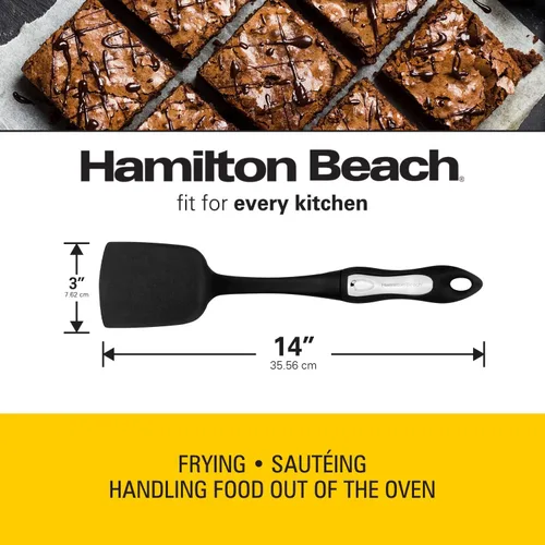 Vista 7 de Hamilton Beach Espátula sólida de plástico duro resistente al calor, mango ergonómico suave al tacto de 14 pulgadas, resistente, espátulas