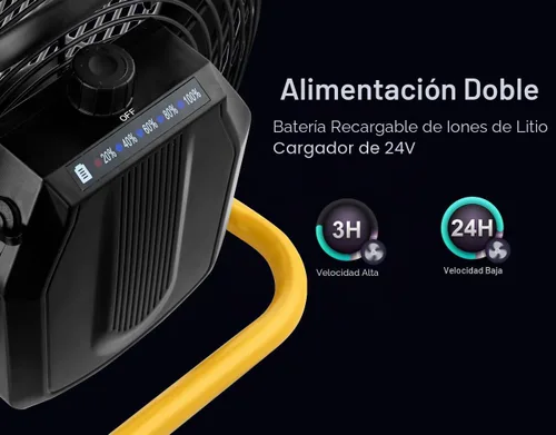 Vista 4 de Geek Aire Ventilador de suelo recargable de alta velocidad para acampar al aire libre, ventilador portátil de 16 pulgadas con hoja de metal