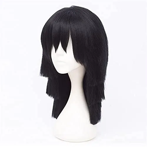 Vista 3 de Aadesso Anime Demon Slayer Kimetsu No Yaiba Iguro Obanai Cosplay Peluca Hombres Mujeres Resistente al Calor Pelucas de Pelo Sintético Halloween