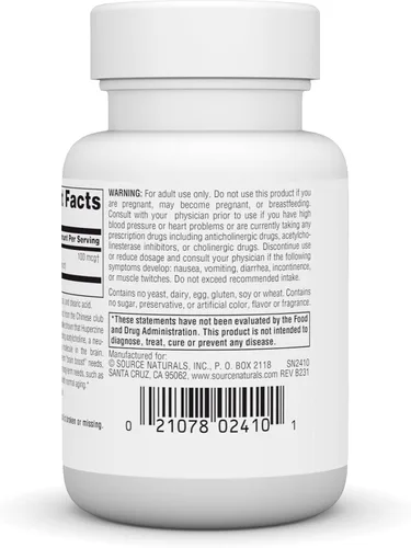 Vista 3 de Source Naturals Huperzina A, para el aprendizaje y la memoria*, 100mcg - 120 Tabletas