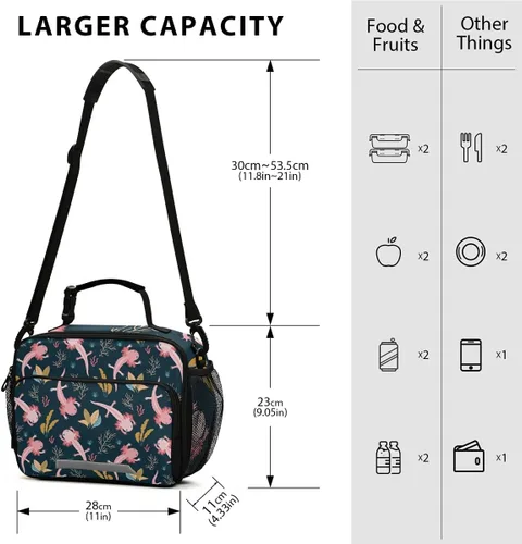Vista 3 de Cindly Axolotl - Bolsa de almuerzo reutilizable y ligera para hombres, mujeres, lonchera con correa de hombro ajustable y extraíble