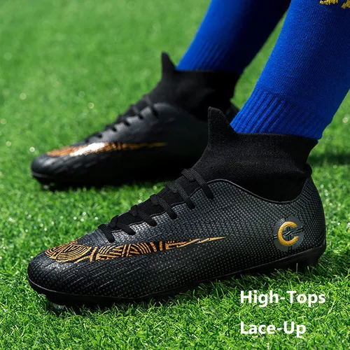 Vista 6 de Zapatos de fútbol para hombre, tacos de fútbol altos, con cordones, antideslizantes, pinchos AGFG, deportivos, fútbol sala, rugby, béisbol