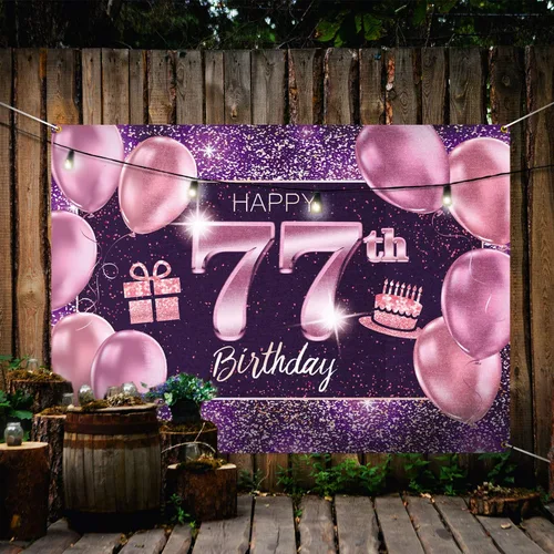 Vista 6 de pancarta grande rosa con texto en inglés “Happy Birthday