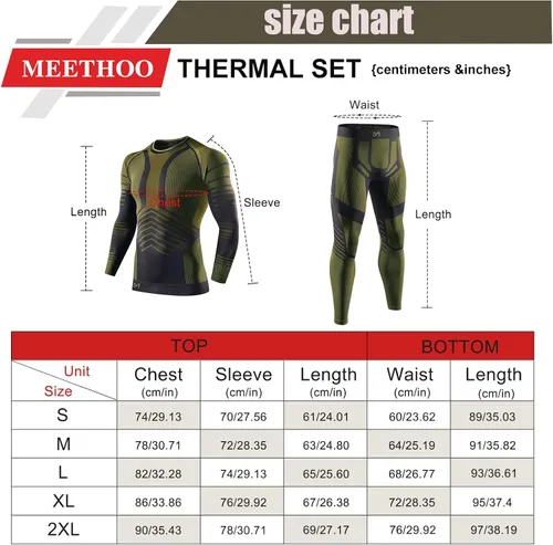 Vista 2 de MeetHoo Conjunto de ropa interior térmica para hombre, ropa de invierno para hombre, capa base de capa base larga