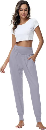 Vista 7 de Ficerd Paquete de 3 pantalones de descanso para mujer, cómodos pantalones deportivos de yoga con bolsillos de cintura alta, pantalones deportivos