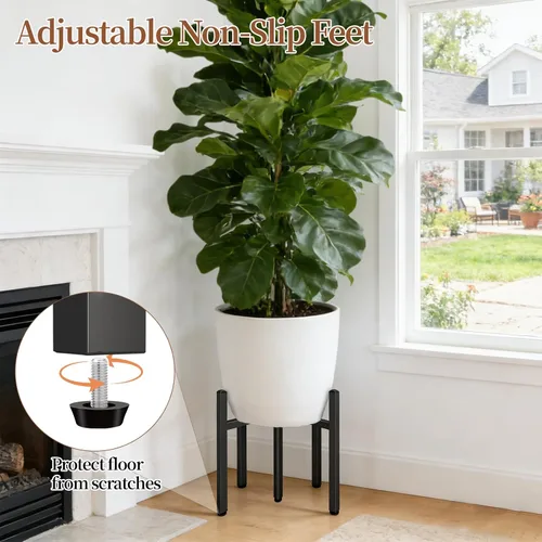 Vista 6 de LUBORN Soporte para plantas para interiores y exteriores, soportes ajustables para plantas grandes de 15 a 20 pulgadas, soporte de metal de mediados