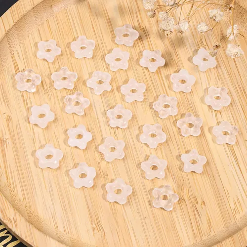 Vista 5 de mookaitedecor 10 cuentas de agujero grande con flores florales para hacer Transparente