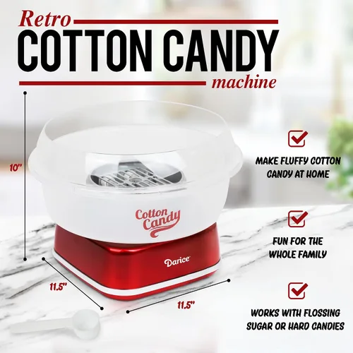 Vista 8 de Darice Máquina de algodón de azúcar – Retro Cotton Candy Maker – Máquina para hacer dulces caseros – Ideal para cumpleaños, fiestas, reuniones
