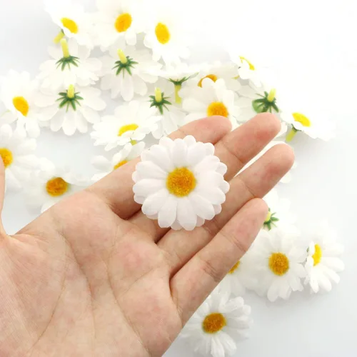 Vista 5 de IVYRISE 100 cabezas de flores artificiales blancas de 1.5 pulgadas para bodas, fiestas y manualidades