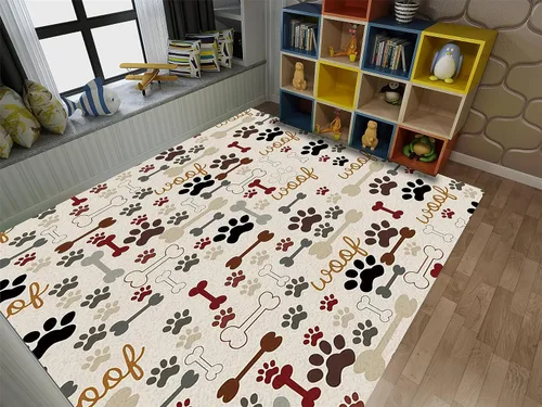 Vista 14 de Alfombra de área de dibujos animados para niños, 2 x 3 pies, lindo dinosaurio de animales, alfombra decorativa para habitación de bebé, alfombra
