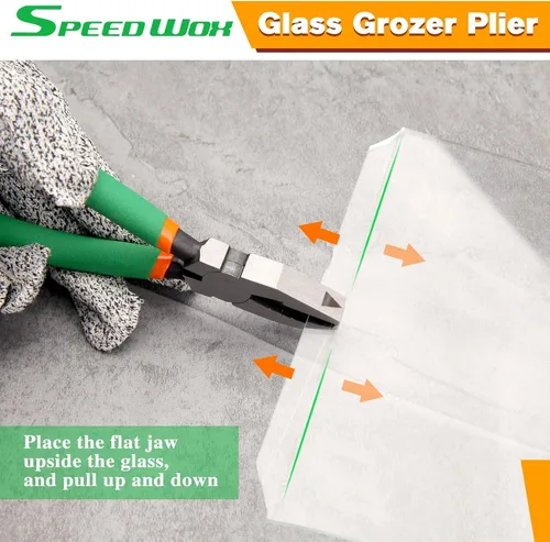 Vista 3 de SPEEDWOX 10 alicates para correr de vidrio resistente, alicates con puntas de goma adicionales, herramienta profesional de corte de vidrieras