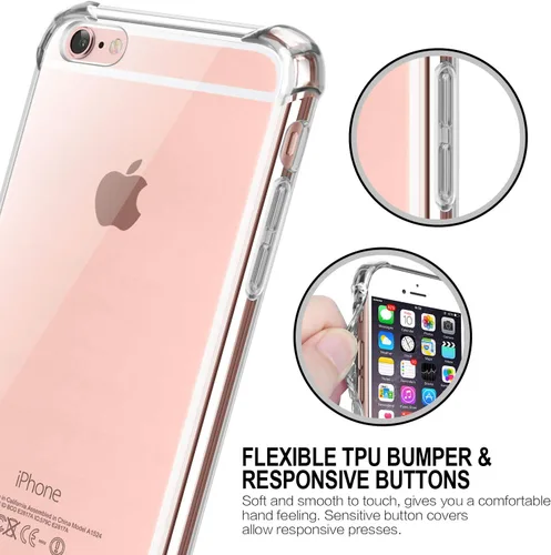 Vista 5 de Funda para iPhone 6, funda transparente para iPhone 6s, bonita funda antiarañazos, delgada, funda de TPU reforzada, absorción de golpes, funda