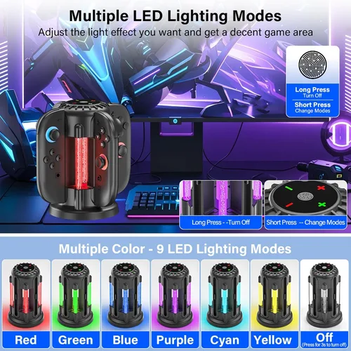 Vista 3 de Switch-2-Joycon-Charger - Base de carga para Nintendo Switch 2 JoyCon 2025, luz LED magnética y de burbujas, estación de carga rápida para Nintendo