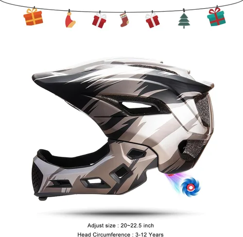 Vista 2 de Casco de cara completa para niños y niños, casco BMX multideporte desmontable para bicicleta sucia de montaña Negro