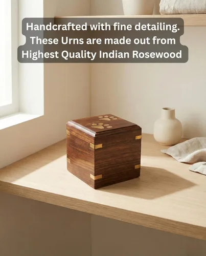 Vista 4 de Urna de madera – Urnas de mascotas para cenizas de perros, urnas decorativas de madera para cenizas – Urnas de cremación de palisandro para perros
