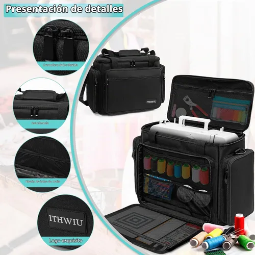 Vista 5 de Estuche de transporte para máquina de coser con múltiples bolsillos de almacenamiento para accesorios, bolsa universal de almacenamiento compatible