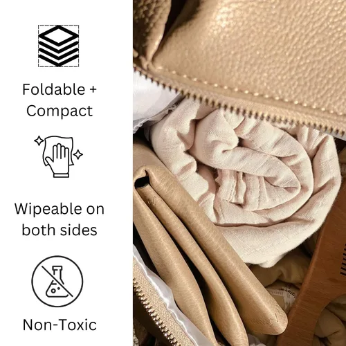 Vista 3 de UNIKLOOK Cambiador portátil de cuero - Cuero vegano - Cambiador de bebé de viaje - Estación de cambio de pañales portátil multiusos impermeable 14 x
