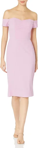 Vista 12 de Dress the Population Vestido para Mujer Bailey de Hombros Descubiertos Escote Corazón Ajustado Midi Tubo Negro