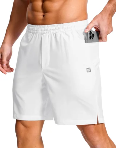 Vista 54 de GGJ Pantalones cortos deportivos ligeros para hombre con 2 bolsillos con cremallera de 7/5/9 pulgadas, pantalones cortos de tenis de secado rápido