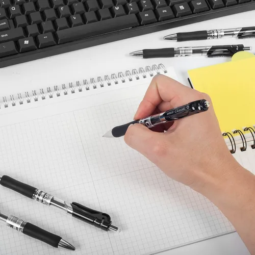 Vista 8 de Bolígrafos de gel, bolígrafos de gel retráctiles, escritura suave, gran capacidad, adecuados para trabajar o estudiar, paquete de 12, 0.028 in Negro