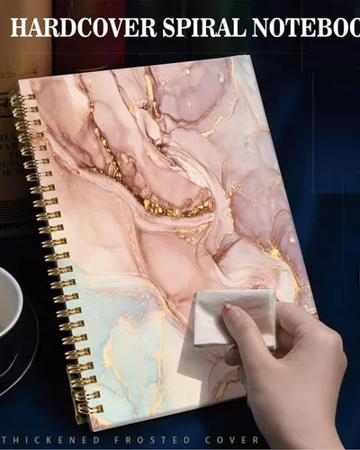 Vista 4 de Cuaderno de espiral con tapa dura A5 para mujeres y niñas, de 6 x 8.3 pulgadas, 120 páginas de papel grueso, bonito cuaderno de escritura con rayas
