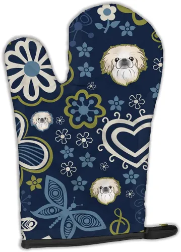 Vista 127 de Caroline's Treasures BB5095OVMT - Manopla de horno con diseño de flores azules afganas, resistente al calor, grueso para sartenes calientes y horno