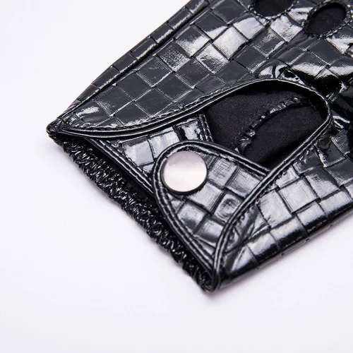 Vista 4 de YISEVEN Guantes de cuero sin dedos para conducir en motocicleta sin forro