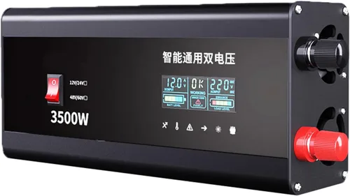Vista 8 de Inversor de corriente de onda sinusoidal modificada de 3000 W 3500 W, 12 V-60 V CC a 220 V CA, 2 salidas de CA, pantalla digital inteligente