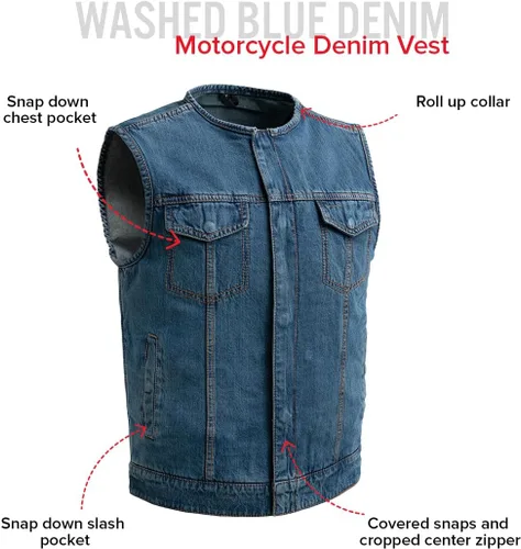 Vista 2 de First Mfg Co - No Limit - Chaleco vaquero de motociclista para hombre