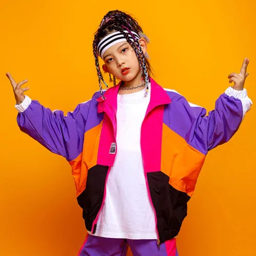 Vista 2 de LOLANTA Conjunto de pantalones deportivos para niñas con bloques de color y pantalones deportivos deportivos de hip hop y baile ropa de calle unisex