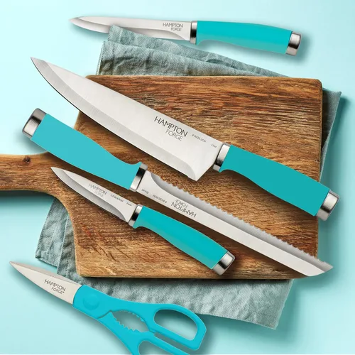 Vista 6 de Hampton Forge Epicure True Aqua - Juego de cuchillos (15 piezas)